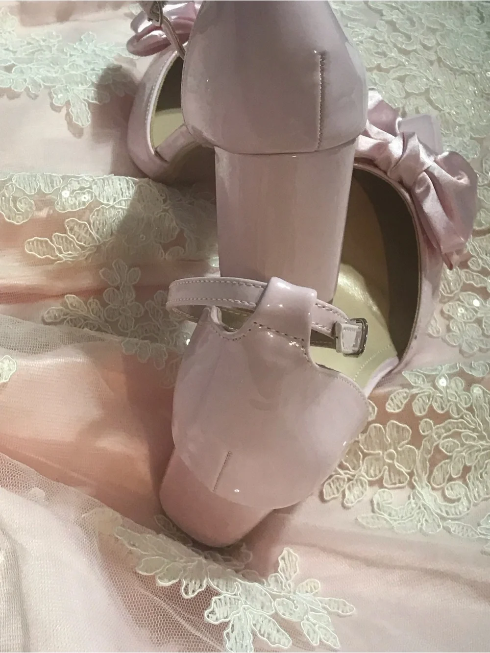 Women's Pink Bow Pointed Toe Block Heel Pumps